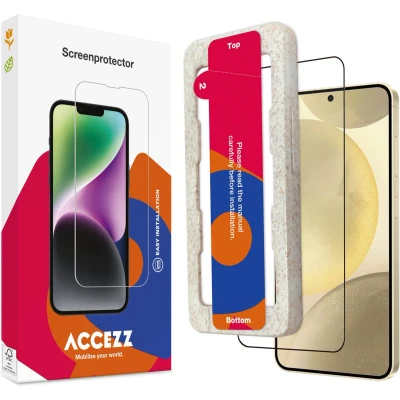 Afbeelding van Accezz screenprotector Geschikt voor Samsung Galaxy S25 Plus Gehard glas Full Cover met bio applicator