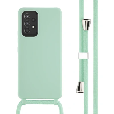 Afbeelding van iMoshion hoesje Geschikt voor Samsung Galaxy A53 met koord Siliconen Mintgroen