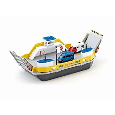 Afbeelding van siku 1750 Ferry, metaal/kunststof, geel/grijs, inclusief 2 speelgoedauto&#039;s, beweegbare helling