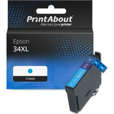 Afbeelding van Huismerk Epson 34XL (C13T34724010) Inktcartridge Cyaan Hoge capaciteit