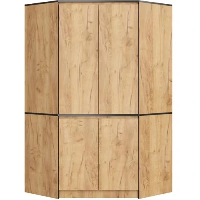 Afbeelding van Hoekgarderobe S100 4D Craft Eik Mat Zelfmontage, 100x180x50 cm, 4 Deuren, 6 Planken