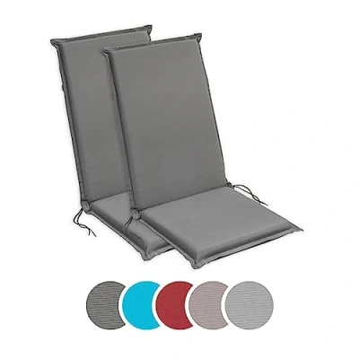 Afbeelding van sleepling 193929 Set van 2 outdoorkussens voor rugleuning, tuinstoel, terrasstoel, gemaakt in de EU, verstelbare band, overtrek afneembaar en wasbaar, 120 x 50 6 cm, grijs
