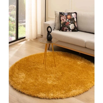 Afbeelding van Rond Hoogpolig Tapijt/Vloerkleed Velvet Posh Goud 160 Cm