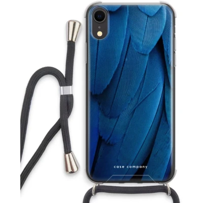 Afbeelding van Case Company® hoesje met Koord geschikt voor iPhone XR Pauw Telefoonhoesje Zwart Extra Bescherming aan alle Kanten en Over de Schermrand