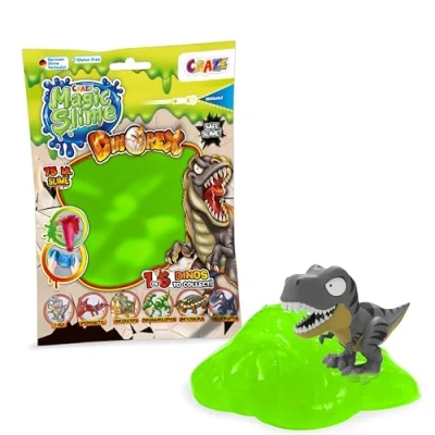 Afbeelding van CRAZE Magic Slime Foil Bag Pack van 75 ml, bevat 1 Dinorex figuur, slijmzak voor kinderen, magisch slijm in bijpassende tas