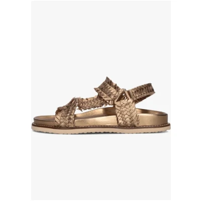 Afbeelding van Inuovo Dames Sandalen met enkelbandjes, Dames, Maat: 39, Brons Leer