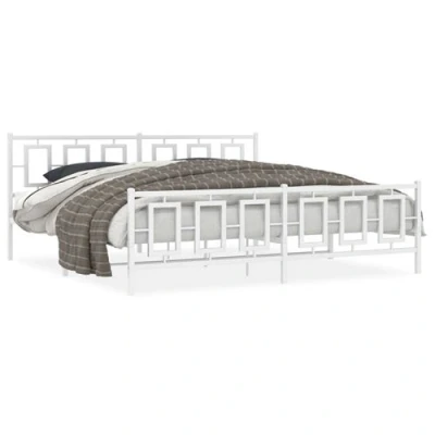 Afbeelding van vidaXL Bedframe met hoofd en voeteneinde metaal wit 193x203 cm