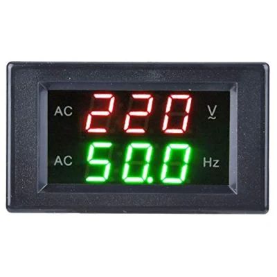Afbeelding van Frequentiemeter, Digitale AC Voltmeter Frequentiemeter Dual Display LED Generator Spanningsmeter (Zwart)