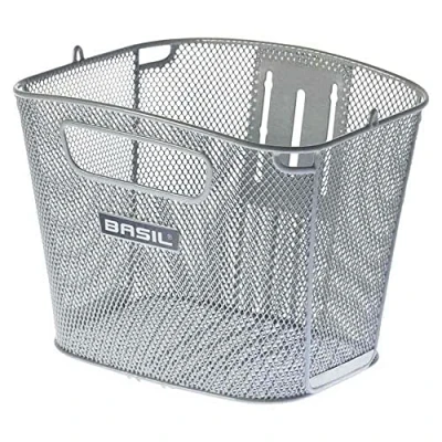 Afbeelding van Basil Bold Front FM Fietsmand Voor Staal Zilver