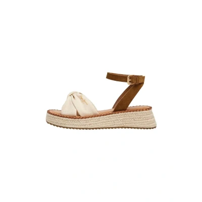 Afbeelding van Pepe Jeans KATE BASS Sandalen met plateauzool, Dames, Maat: 36, Off white Leer en textiel