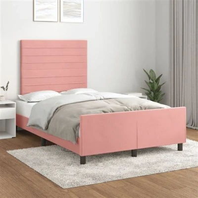 Afbeelding van vidaXL Bedframe met hoofdeinde fluweel roze 120x200 cm