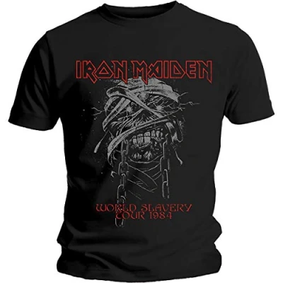 Afbeelding van Iron Maiden World Slavery 1984 Tour Heren T shirt L Zwart