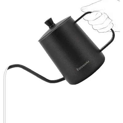 Afbeelding van Easyworkz Giet over Waterkoker Roestvrij Staal Zwanenhals Lange Smalle Druppeluitloop Koffie Pot 600ml (Zwart)