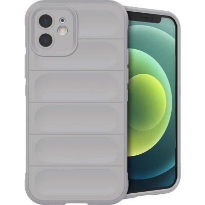 Afbeelding van iMoshion Hoesje Siliconen Geschikt voor iPhone 12 EasyGrip Backcover Grijs