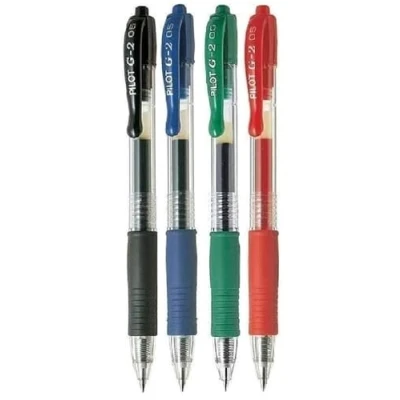 Afbeelding van Pilot G2 verschillende verpakking, intrekbaar, balpen, extra dun, navulbaar, 0,5 mm, punt 0,3 lijn 5 (1 van elke kleur, 4 pennen, zwart, blauw, rood, groen)