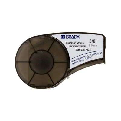 Image de Brady M21 375 7425 ruban polypropylène noir sur blanc 9,53 mm x 6,40 m (d&#039;origine)