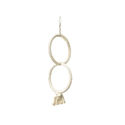 Afbeelding van Nobby vogel speeltouw 2 rings wit 14 cm 1 ST