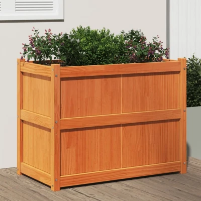Afbeelding van Plantenbak 90x50x70 cm massief grenenhout wasbruin