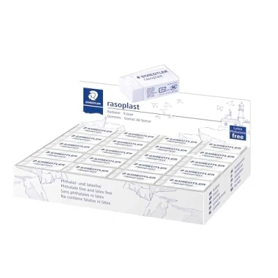 Afbeelding van Staedtler Rasoplast, hoogwaardige zachte witte mini gum, ftalaat en latexvrij, kartonnen doos met 40 gummen, 526 B40 VE