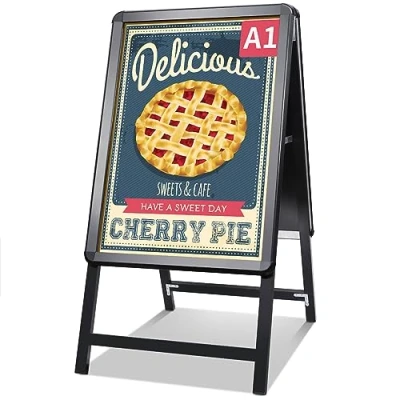 Afbeelding van NewZeal A Board Strottoirpaneel, A1, dubbelzijdig, aluminium houder met klikframe voor buitenreclame, zwart