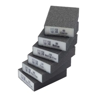 Afbeelding van Fit For The Job Schuurblok 6 stuks 60/80/100/120/180/200 korrels, flexibel, herbruikbaar, wasbaar, schuurpads voor het schuren van hout, metaal, muren, pleisterwerk