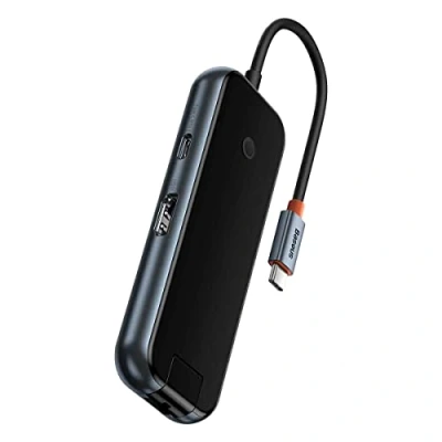 Afbeelding van Baseus AcmeJoy USB C naar A/HDMI/USB C, RJ45 en SD/TF Grjs