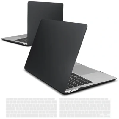 Afbeelding van iNeseon beschermhoes compatibel met MacBook Air 13 inch A2337 (M1)/A2179/A1932, harde hoes en toetsenbordhoes voor 2021/2020/2019/2018 Retina, zwart.