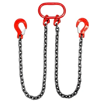Afbeelding van QWORK® 3T hangketting met hoge sterkte 1 m 2 strengen ketting van 8 mm mangaanstaal haken zeer sterk gelegeerd staal