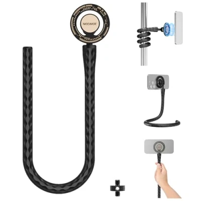 Afbeelding van Neewer Flexibele magnetische telefoonhouder met 1/4 schroefadapter, opvouwbaar mini statief compatibel MagSafe iPhone, Samsung, Android mobiele telefoons voor stuur/mat