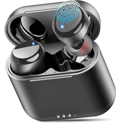Afbeelding van TOZO T6 draadloze bluetooth in ear hoofdtelefoon, sport touch control, hoofdtelefoon met oplaadhoes, microfoon, premium sound bass, zwart