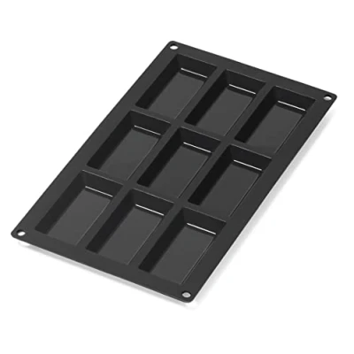 Afbeelding van Lékué Bakvorm Uit Silicone Voor 9 Financiers Zwart 8.5x4.3x1.2cm