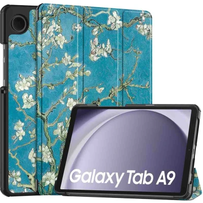 Afbeelding van iMoshion Tablet Hoes Geschikt voor Samsung Galaxy Tab A9 8.7 inch Design Trifold Bookcase Meerkleurig /Green Plant