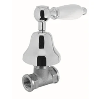 Afbeelding van PB klassieke kraan inbouw stopkraan met witte hendel Chroom 1208854652