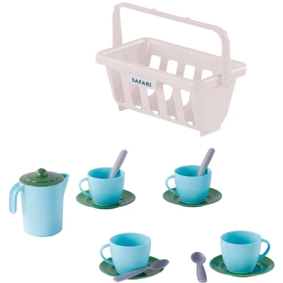 Afbeelding van Cavallino Toys Servies in Mand Blauw, 15dlg.