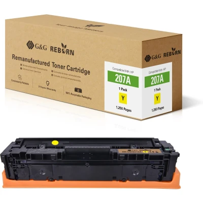 Afbeelding van G&amp;G REBORN 207A gereviseerde Tonercartridge Geschikt voor HP W2212A 207X W2212X geel