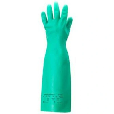 Afbeelding van Ansell AlphaTec 37 185 Nitril handschoenen, waterdicht, zeer resistent, vloeistoffen en oplosmiddelen, EPI heren dames, herbruikbaar, groen, maat 2XL (1 paar)