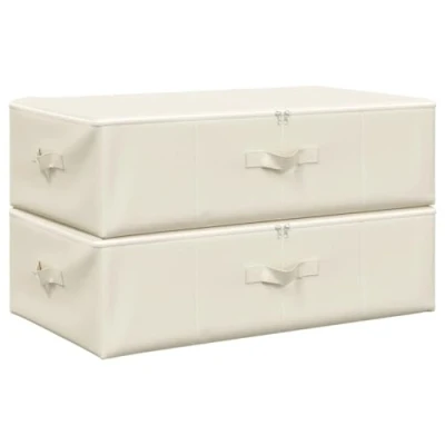 Afbeelding van vidaXL Opbergdozen, 2 stuks, stof, 70 x 40 18 cm, crème