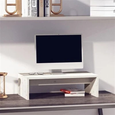 Afbeelding van Monitorstandaard 50x27x15 cm massief grenenhout wit
