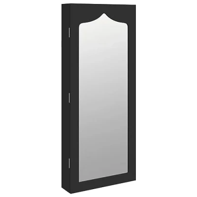Afbeelding van Sieradenkast met spiegel wandgemonteerd 37,5x10x90 cm zwart
