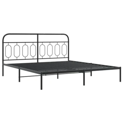 Afbeelding van Bedframe met hoofdbord metaal zwart 183x213 cm