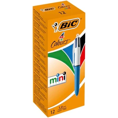 Image de BIC 4 Couleurs Mini Stylos Bille Rétractables Pointe Moyenne (1,0 mm) Boîte de 12