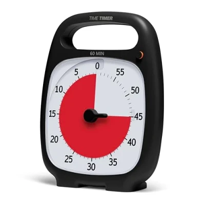 Afbeelding van Time timer Plus 60 minuten analoge visuele (wit) akoestisch alarm optioneel (volumeregeling) geen luid tikken; tijdmanagementapparaat
