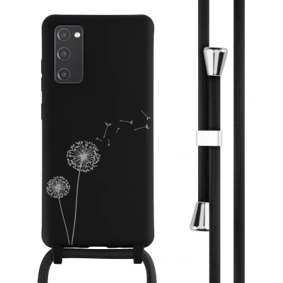 Afbeelding van iMoshion hoesje Geschikt voor Samsung Galaxy S20 FE met koord Siliconen design Zwart / Dandelion Black