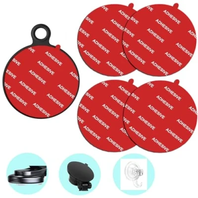 Afbeelding van D.SKING Set van 4 vervangende stickers met extra hoge hechting voor dashboard/voorruit Telefoonhouder Zuignaphaken auto 70 mm Rood