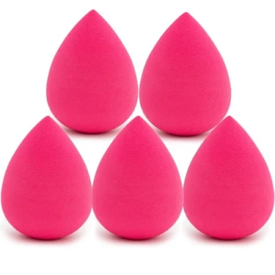 Afbeelding van Intirilife Set van 5 Make up Spons Ei in Roze Zachte Beauty Blender voor Foundation en Concealer Cosmetica Crème Liquid Powder
