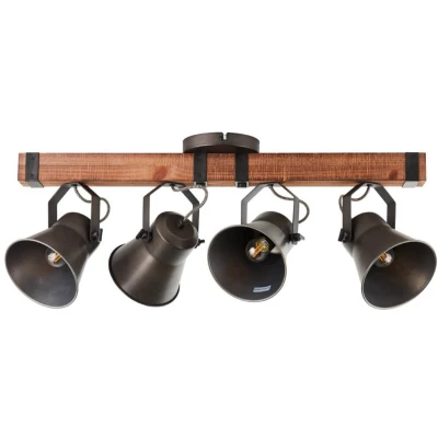 Afbeelding van 4 lichts plafondlamp Decca zwart met bruin 85831/46