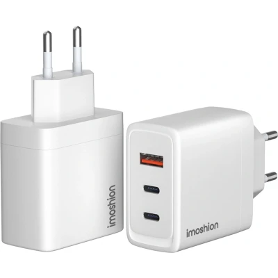 Afbeelding van imoshion USB C (2x) / A Oplader Adapter Snellader 65 Watt Fast Charger Lader Wit