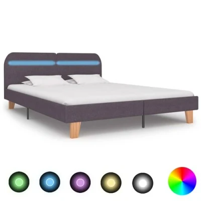 Afbeelding van Bedframe met LED stof taupe 160x200 cm