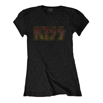 Afbeelding van Kiss Vintage Classic Logo Dames T shirt M Zwart
