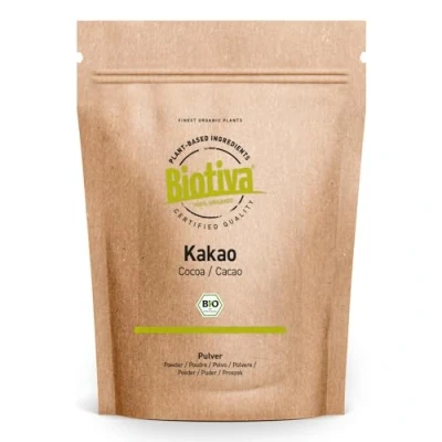 Afbeelding van Biologisch cacaopoeder 300 g zuiver zeer ontvet (11% vet) suikervrij verpakt en gecontroleerd in Duitsland Biotiva